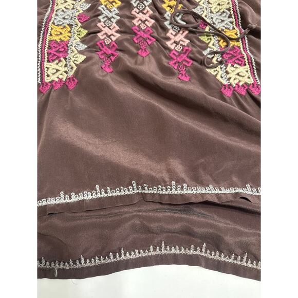Johnny Was Biya Silk Tunic Blouse Embroidered Size Small Preppy Trendy - Picture 12 of 14
